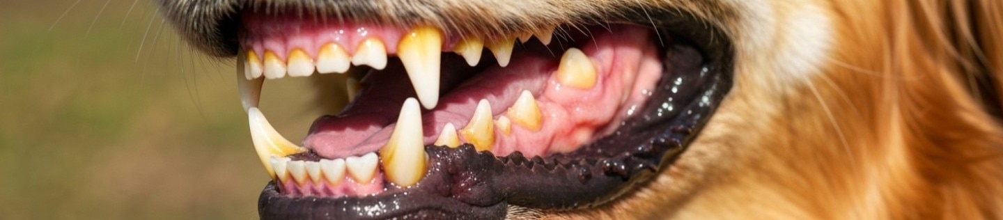 Perro Golden Retriever con periodontitis