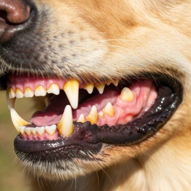 Perro Golden Retriever con periodontitis