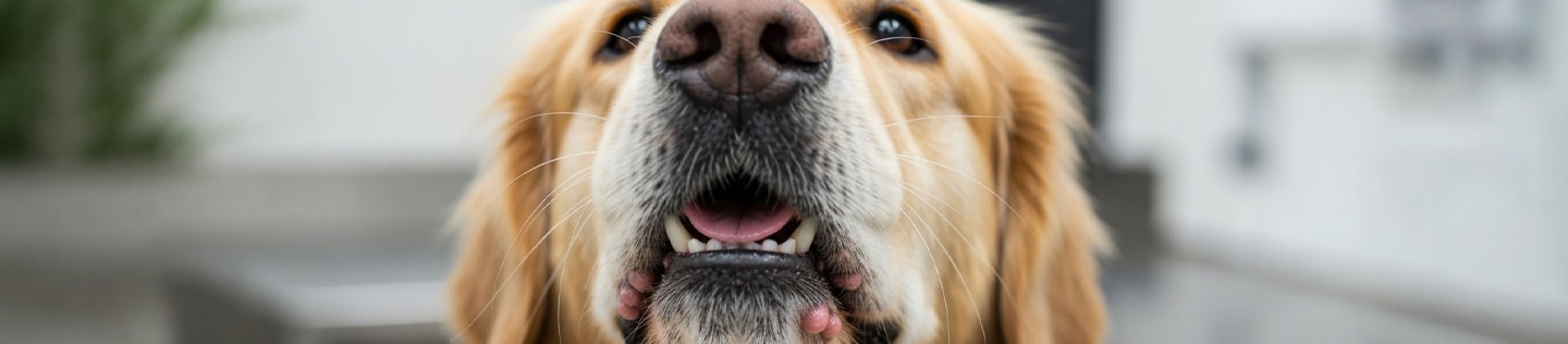 Perro con verrugas en la boca