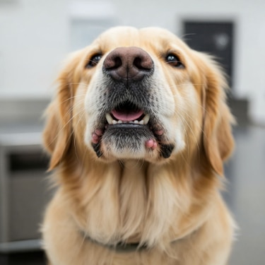Perro con verrugas en la boca