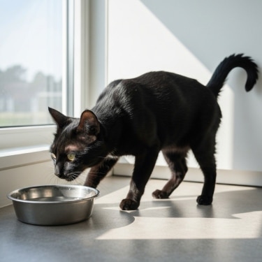 Gato gris con abundante pelaje saludable